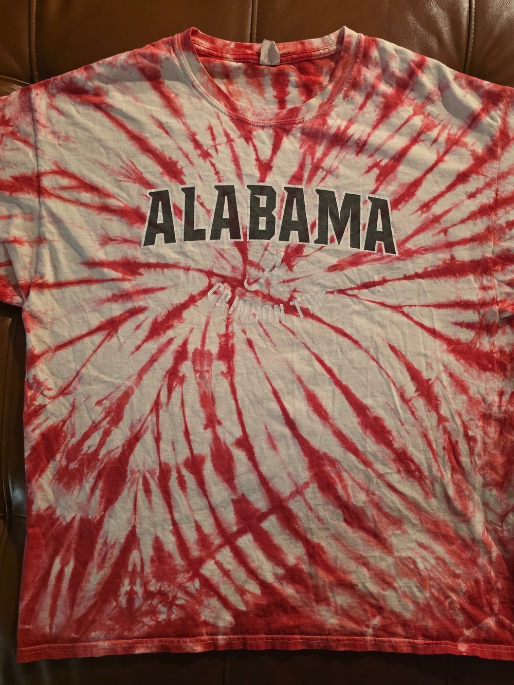 Alabama Crimson Tide red and white tie-dye t-shirt